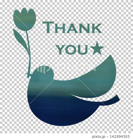 綺麗な水彩模様のThank youのアイコンのイメージのイラスト 142894303