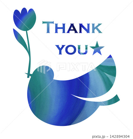 綺麗な水彩模様のThank youのアイコンのイメージのイラスト 142894304