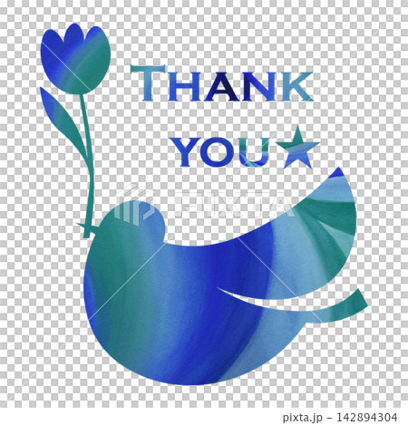 綺麗な水彩模様のThank youのアイコンのイメージのイラスト 142894304