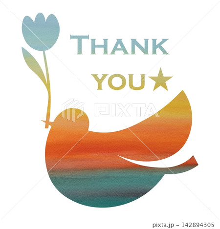 綺麗な水彩模様のThank youのアイコンのイメージのイラスト 142894305