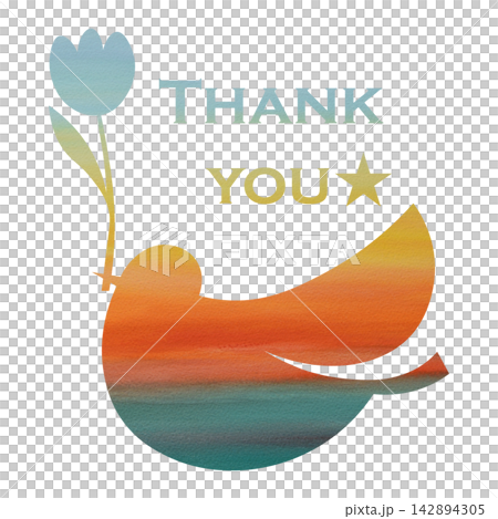綺麗な水彩模様のThank youのアイコンのイメージのイラスト 142894305