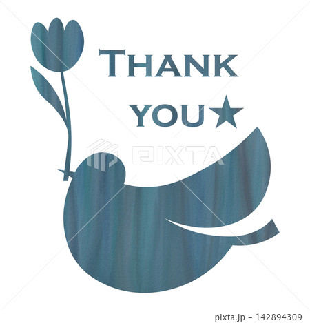 綺麗な水彩模様のThank youのアイコンのイメージのイラスト 142894309