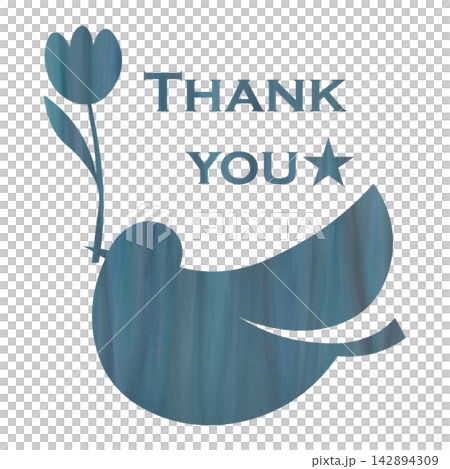 綺麗な水彩模様のThank youのアイコンのイメージのイラスト 142894309