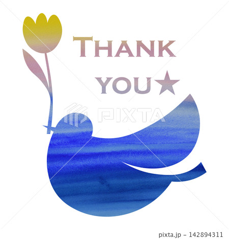 綺麗な水彩模様のThank youのアイコンのイメージのイラスト 142894311
