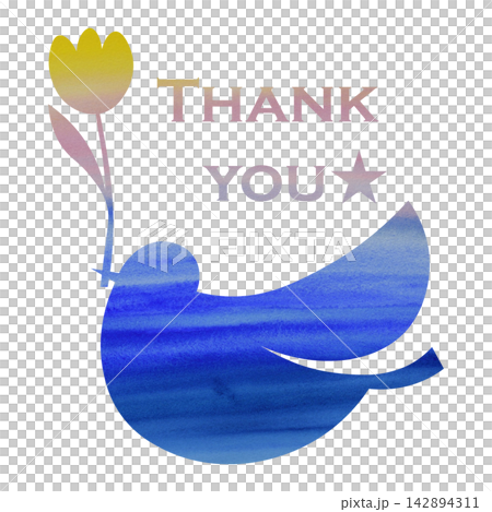 綺麗な水彩模様のThank youのアイコンのイメージのイラスト 142894311