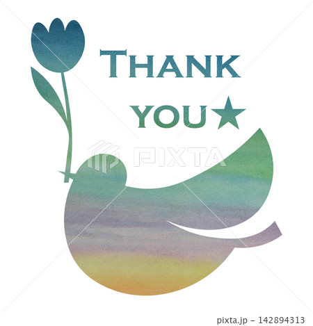 綺麗な水彩模様のThank youのアイコンのイメージのイラスト 綺麗な水彩模様のThank youのアイコンのイメージのイラスト 142894313