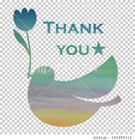 綺麗な水彩模様のThank youのアイコンのイメージのイラスト 綺麗な水彩模様のThank youのアイコンのイメージのイラスト 142894313