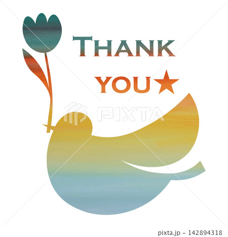 綺麗な水彩模様のThank youのアイコンのイメージのイラスト 142894318