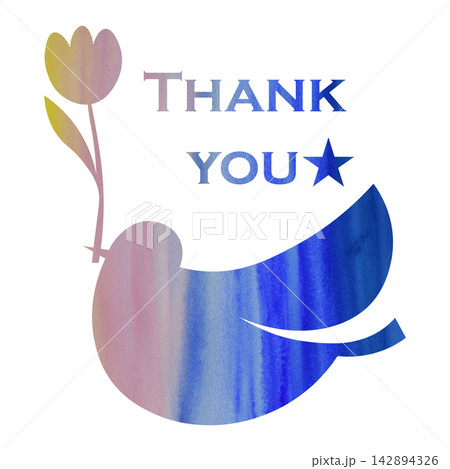 綺麗な水彩模様のThank youのアイコンのイメージのイラスト 142894326