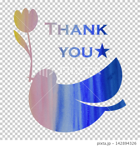綺麗な水彩模様のThank youのアイコンのイメージのイラスト 142894326