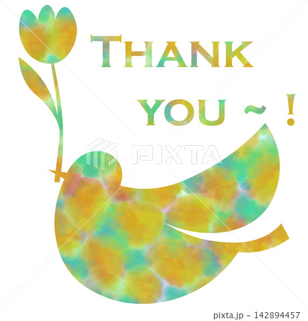 綺麗な水彩模様のThank youのアイコンのイメージのイラスト 142894457