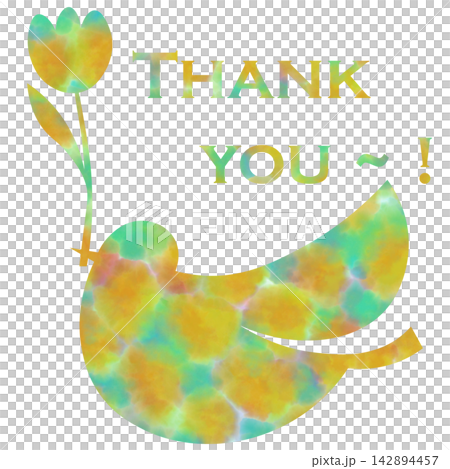 綺麗な水彩模様のThank youのアイコンのイメージのイラスト 142894457