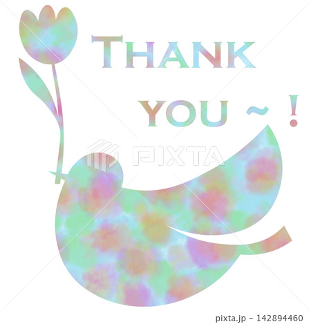 綺麗な水彩模様のThank youのアイコンのイメージのイラスト 142894460