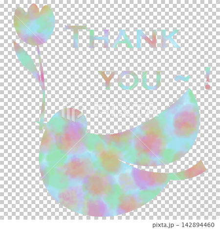 綺麗な水彩模様のThank youのアイコンのイメージのイラスト 142894460