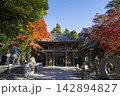 高尾山薬王院の山門と紅葉 高尾山薬王院の山門と紅葉 142894827