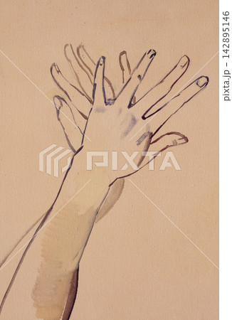 human's figure, watercolor painting, illustration 142895146