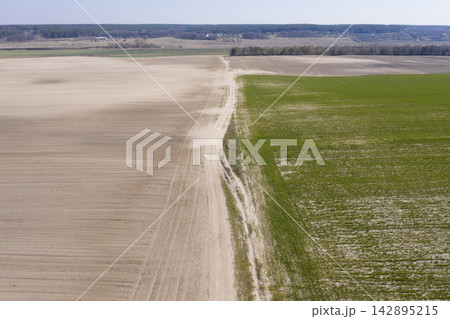 country road, view from above, aerial view 142895215