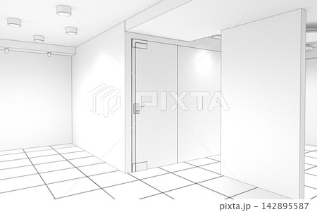 empty room, interior visualization, 3D illustration 142895587