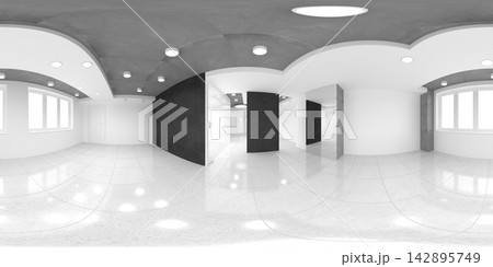 spherical panorama of the interior, 3D illustration spherical panorama of the interior, 3D illustration 142895749