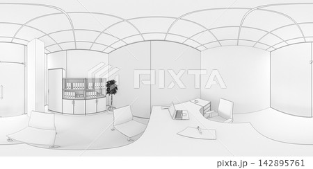 spherical panorama of the interior, 3D illustration spherical panorama of the interior, 3D illustration 142895761
