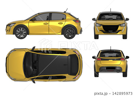 car isolated on transparent background, 3d illustration, cg render 142895973