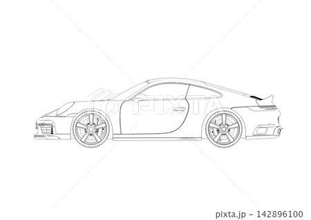 car outline drawing, sketch, contour image 142896100