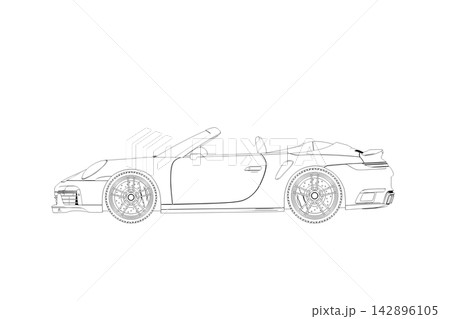 car outline drawing, sketch, contour image 142896105