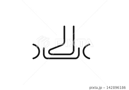 フットマッサージャーにかかる足の線画アイコン フットマッサージャーにかかる足の線画アイコン 142896186