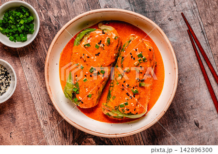 Fresh stuffed coconut curry cabbage rolls Fresh stuffed coconut curry cabbage rolls 142896300