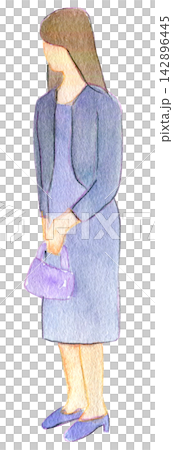 Watercolor illustration, hand-drawn illustration, woman in mourning attire Watercolor illustration, hand-drawn illustration, woman in mourning attire 142896445