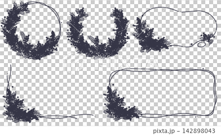 Simple monochrome floral frame set Simple monochrome floral frame set 142898043