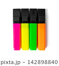 Highlight pen isolated, yellow office highlighter on white background 142898840