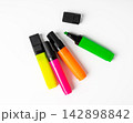 Highlight pen isolated, yellow office highlighter on white background 142898842