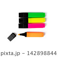 Highlight pen isolated, yellow office highlighter on white background 142898844