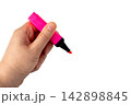 Highlight pen isolated, yellow office highlighter on white background 142898845