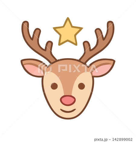 Cute and charming cartoon deer head design, perfect for children's book illustration or decorative vector art. Cute and charming cartoon deer head design, perfect for children's book illustration or decorative vector art. 142899002