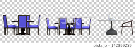 table isolated on transparent background, 3D illustration, cg render, set table isolated on transparent background, 3D illustration, cg render, set 142899259