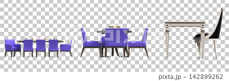 table isolated on transparent background, 3D illustration, cg render, set table isolated on transparent background, 3D illustration, cg render, set 142899262