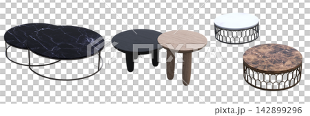 table isolated on transparent background, 3D illustration, cg render, set table isolated on transparent background, 3D illustration, cg render, set 142899296