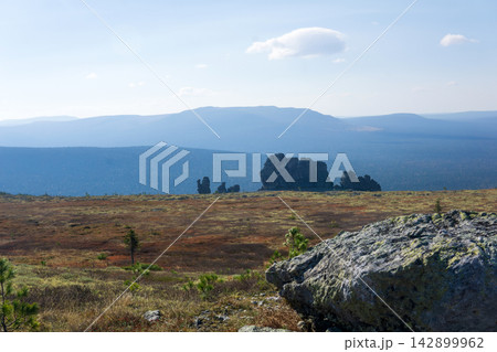 Landscape on the mountain Man-Pupu-nyor in the Pechoro-Ilychski Reserve, Russia. Landscape on the mountain Man-Pupu-nyor in the Pechoro-Ilychski Reserve, Russia. 142899962