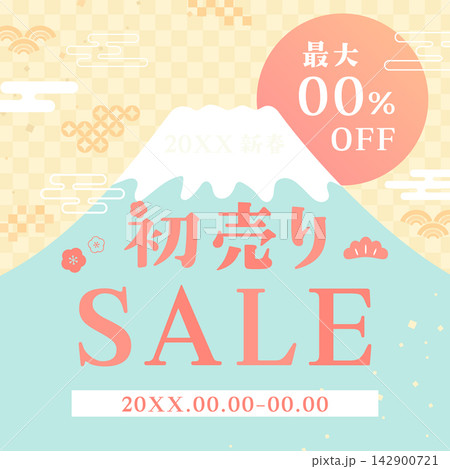 富士山と初日の出の新春セールテンプレート1_正方形 富士山と初日の出の新春セールテンプレート1_正方形 142900721