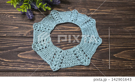 Crochet pattern using colored yarn. Garment and bag details, handmade. Tutorial. Crochet pattern using colored yarn. Garment and bag details, handmade. Tutorial. 142901643