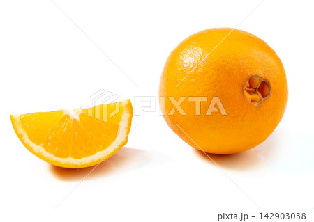 fresh Navel Oranges Whole and Halved Showing Pulp fresh Navel Oranges Whole and Halved Showing Pulp 142903038