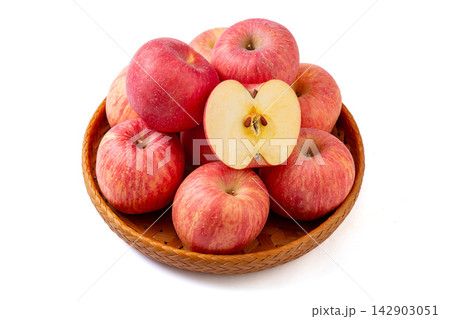 fresh Red Fuji Apples Stacked Whole Fruit 142903051