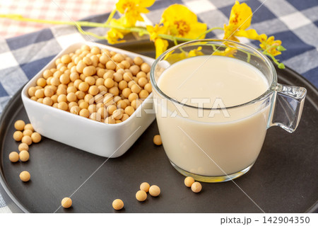 fresh Soy Milk with Soybean Ingredient Traditional Drink fresh Soy Milk with Soybean Ingredient Traditional Drink 142904350