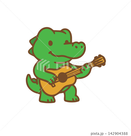 Cute crocodile playing the guitar Cartoon Illustration Cute crocodile playing the guitar Cartoon Illustration 142904388