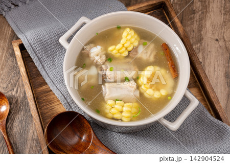 asian Style Pork Rib and Corn Stew Soup 142904524
