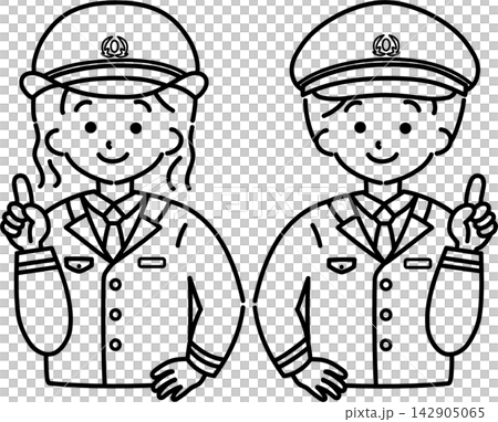 Station attendant pointing (line drawing) 142905065