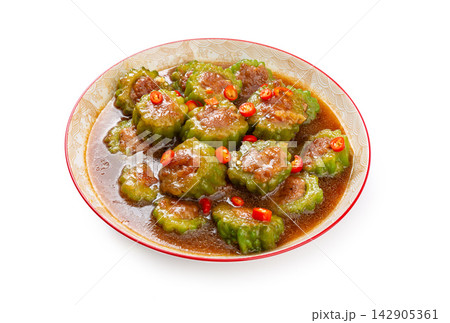 stuffed Bitter Melon with Minced Pork, Traditional Chinese Home Dish stuffed Bitter Melon with Minced Pork, Traditional Chinese Home Dish 142905361