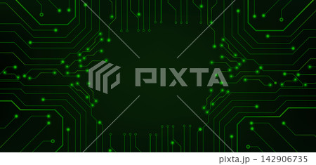 Green circuit board pattern with round frame Green circuit board pattern with round frame 142906735